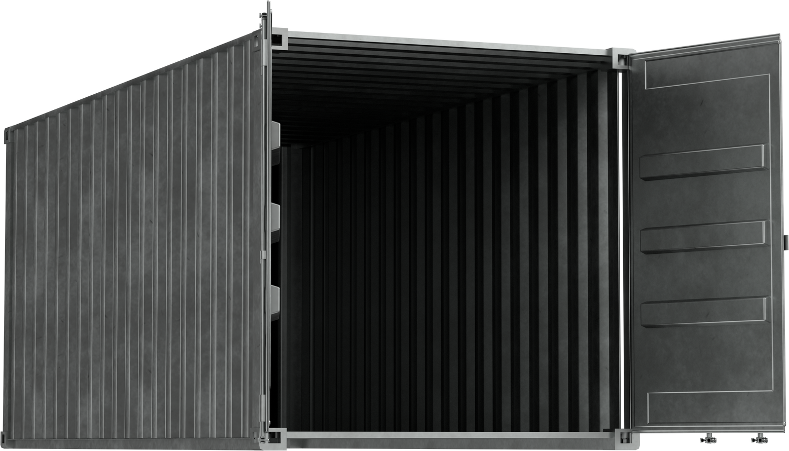 3D rendering illustration of a open shipping container